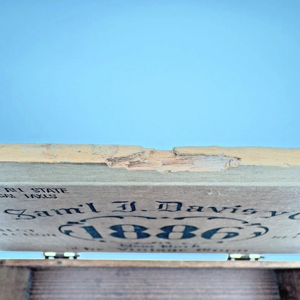 Sam'l J Davis 1886 The Vintage 50 Count Cigar Box Finger Jointed Queens NY Empty